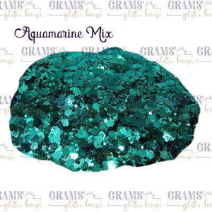2 oz Grams' Glitter House Aquamarine Mix Polyester Glitter