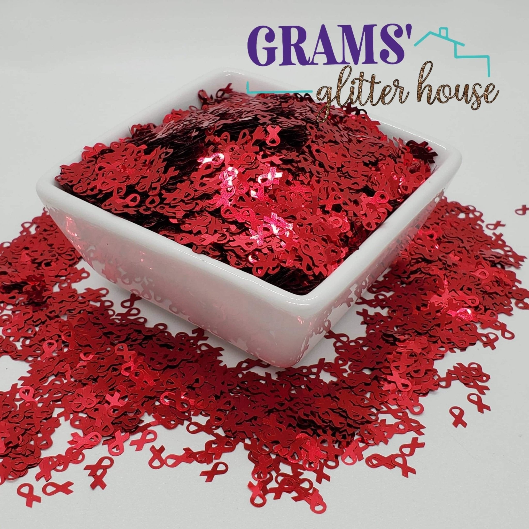 Red 15 grams Grams' Glitter House Awareness Ribbons Polyester Glitter