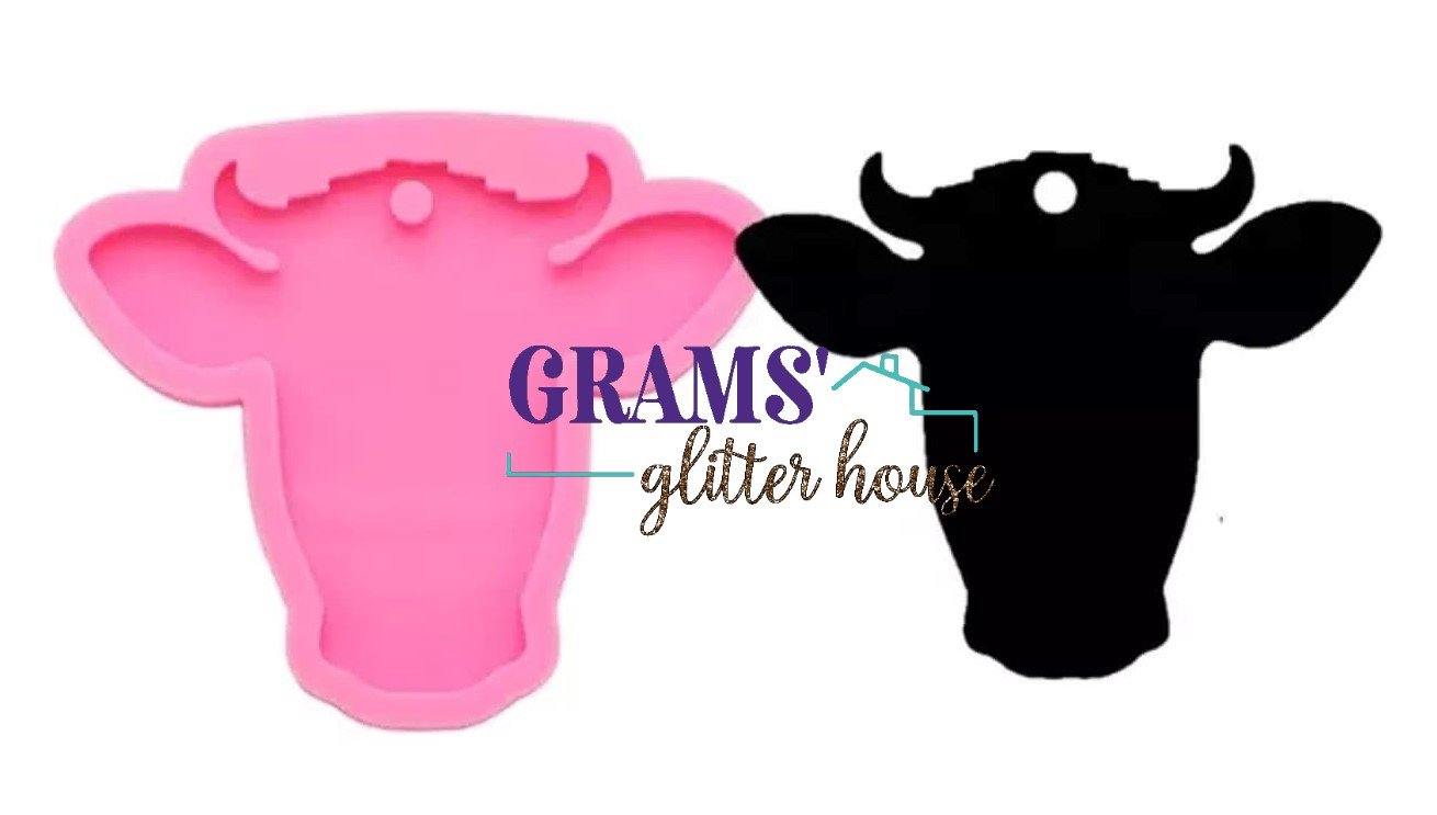 Grams' Glitter House Bull Keychain Mold Silicone Keychain Mold