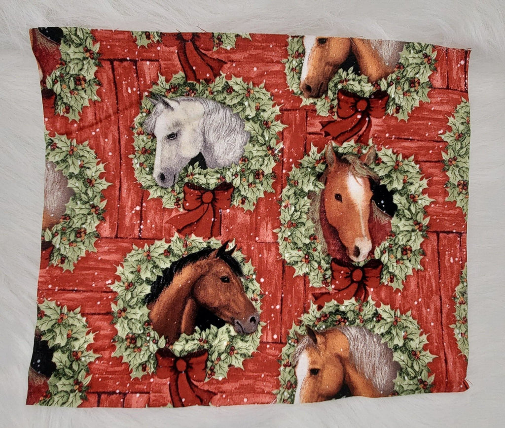 Grams' Glitter House Christmas Horses Fabric Cut Fabric