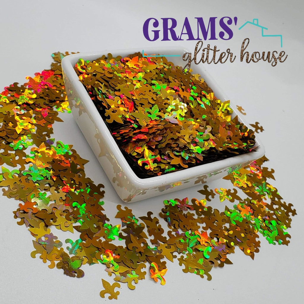 15 Grams Grams' Glitter House Fleur-de-lis Shaped Glitter | Holographic Polyester Glitter