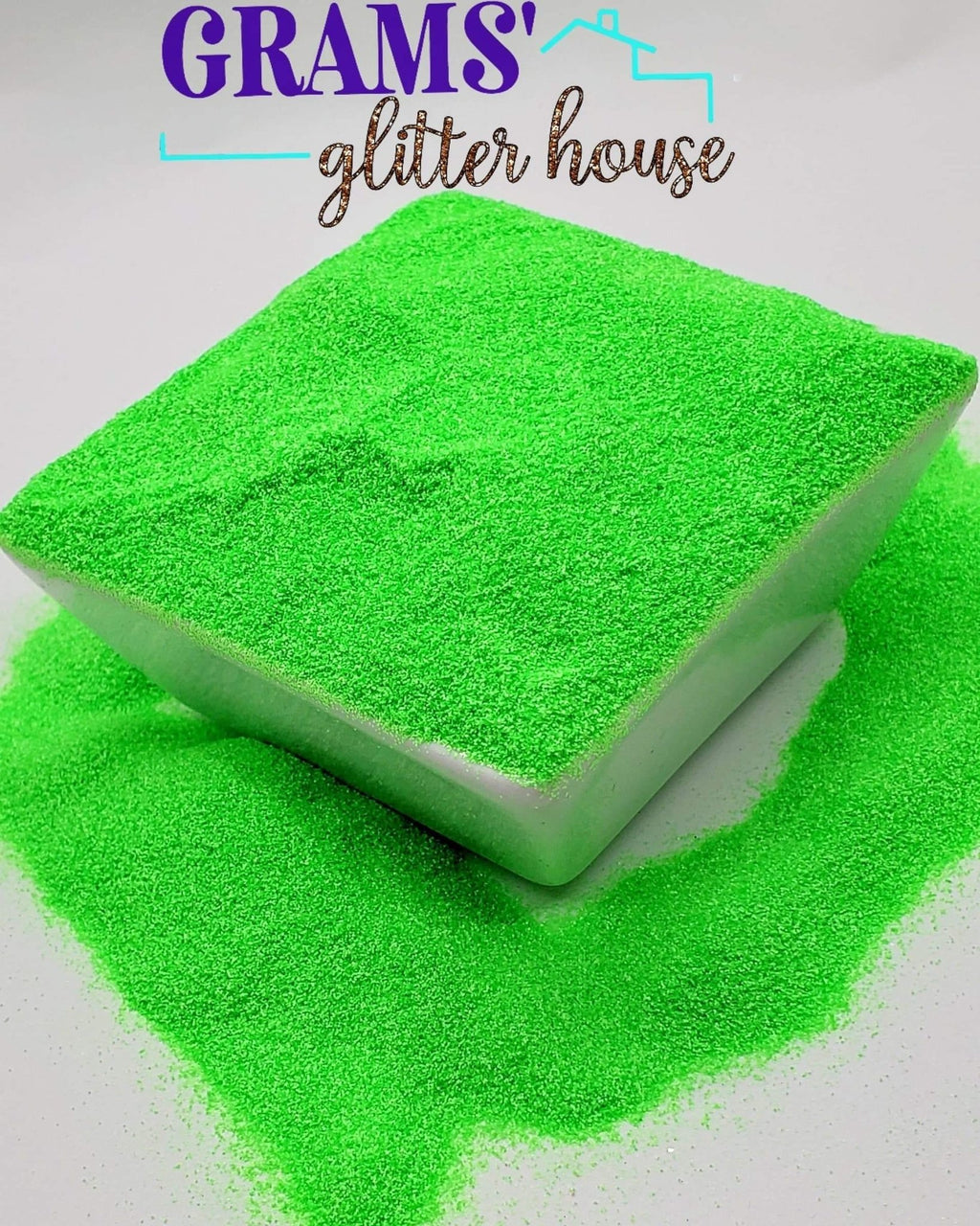 Grams' Glitter House Fluorescent Lime | Fine Glitter Polyester Glitter