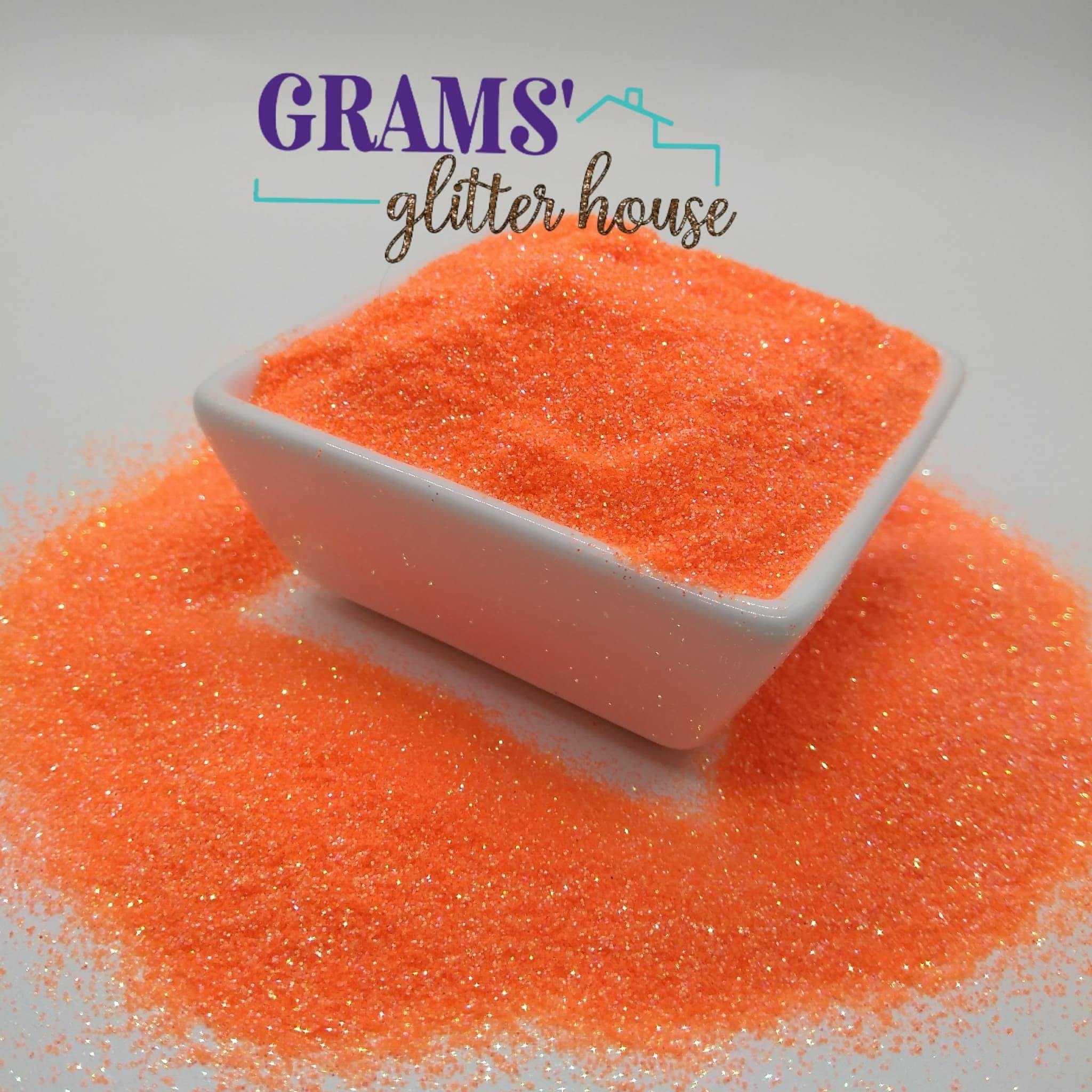 2 oz Grams' Glitter House Fluorescent Orange Polyester Glitter