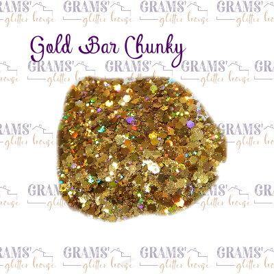 1oz Grams' Glitter House Gold Bar Chunky Polyester Glitter