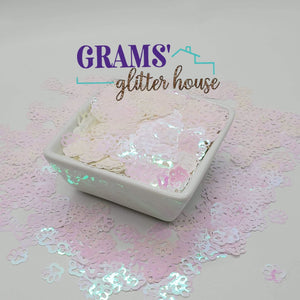 White to Pink 1/2 oz Grams' Glitter House Paw Prints Polyester Glitter