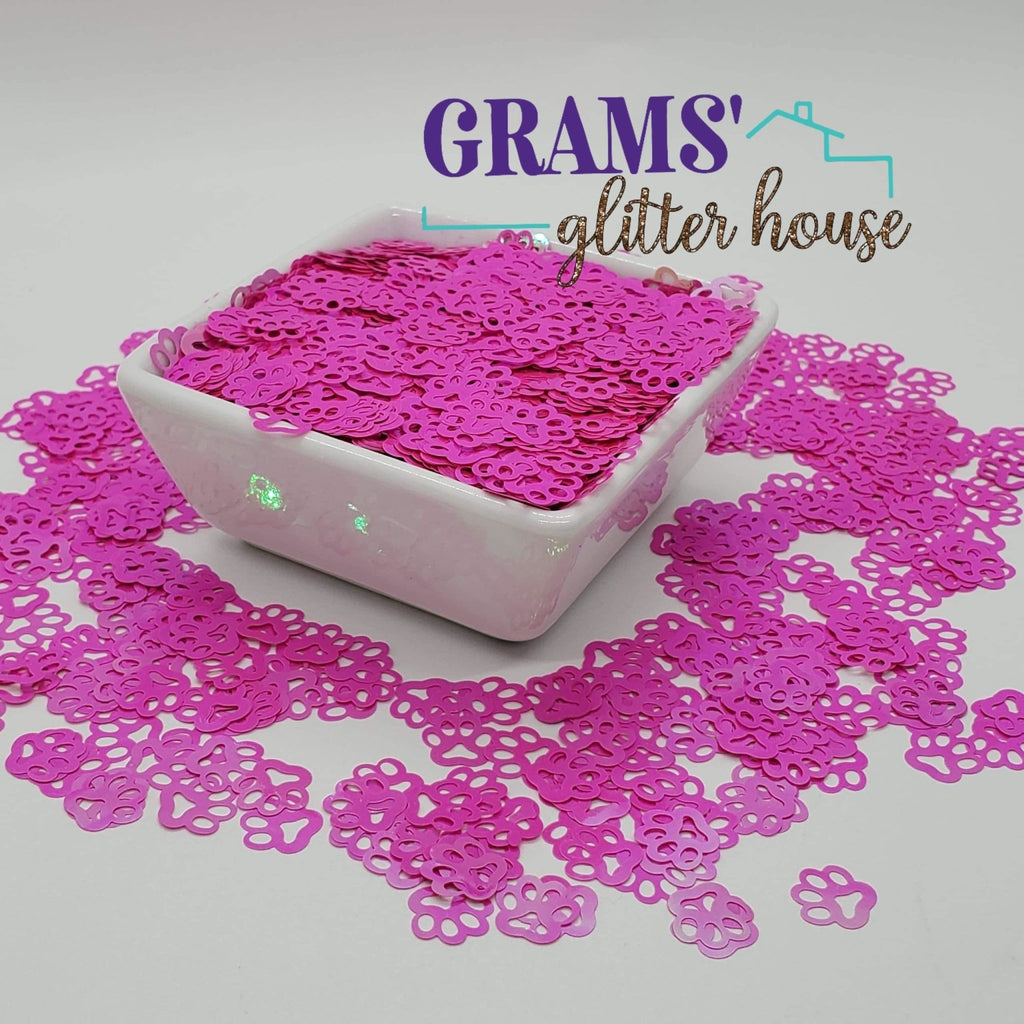 Pink 1/2 oz Grams' Glitter House Paw Prints Polyester Glitter