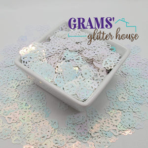 White to Blue 1/2 oz Grams' Glitter House Paw Prints Polyester Glitter