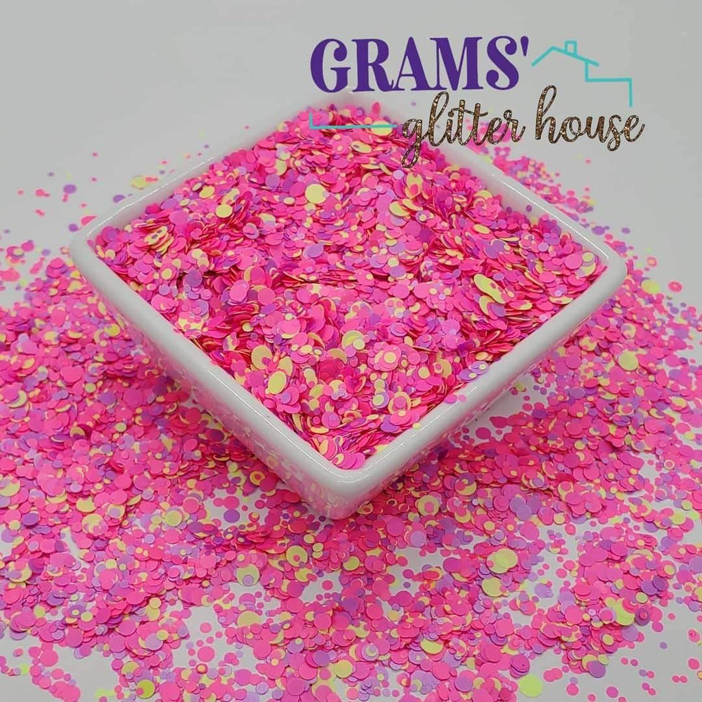15 grams Grams' Glitter House Pink Lemonade Dots Polyester Glitter