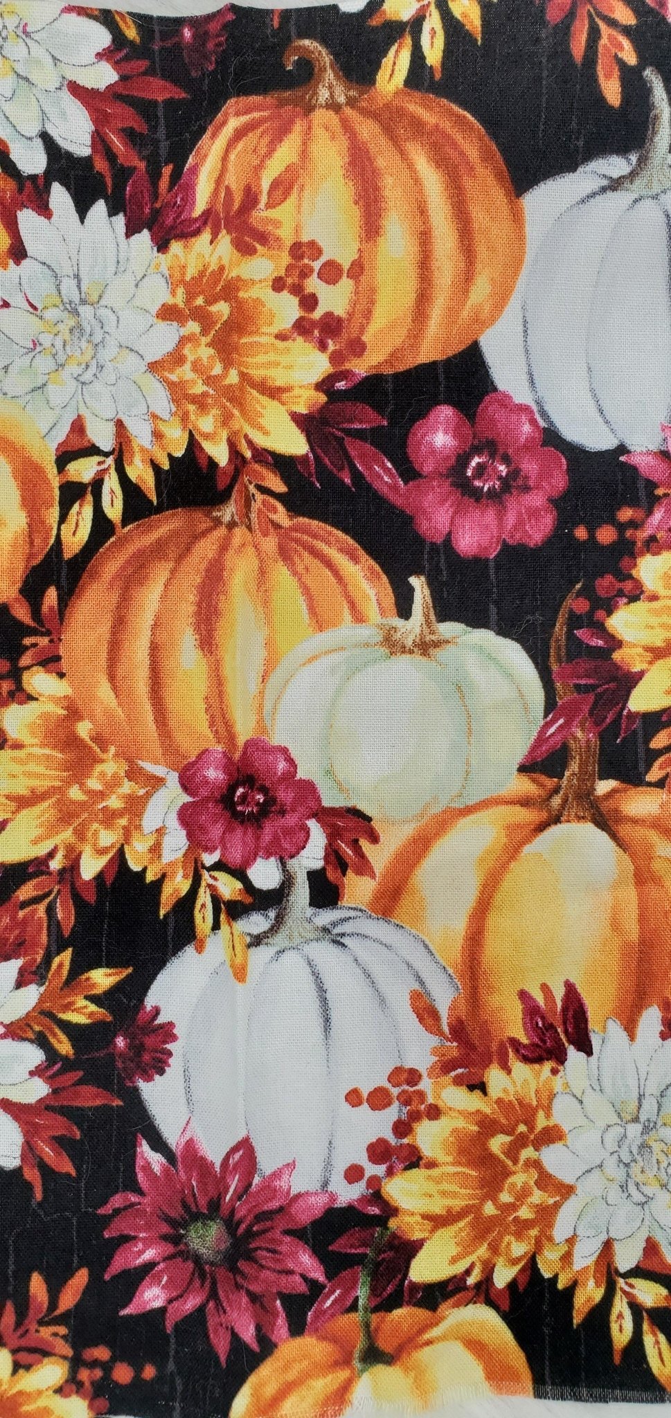 Grams' Glitter House Pumpkin & Flowers Fabric Cut Fabric