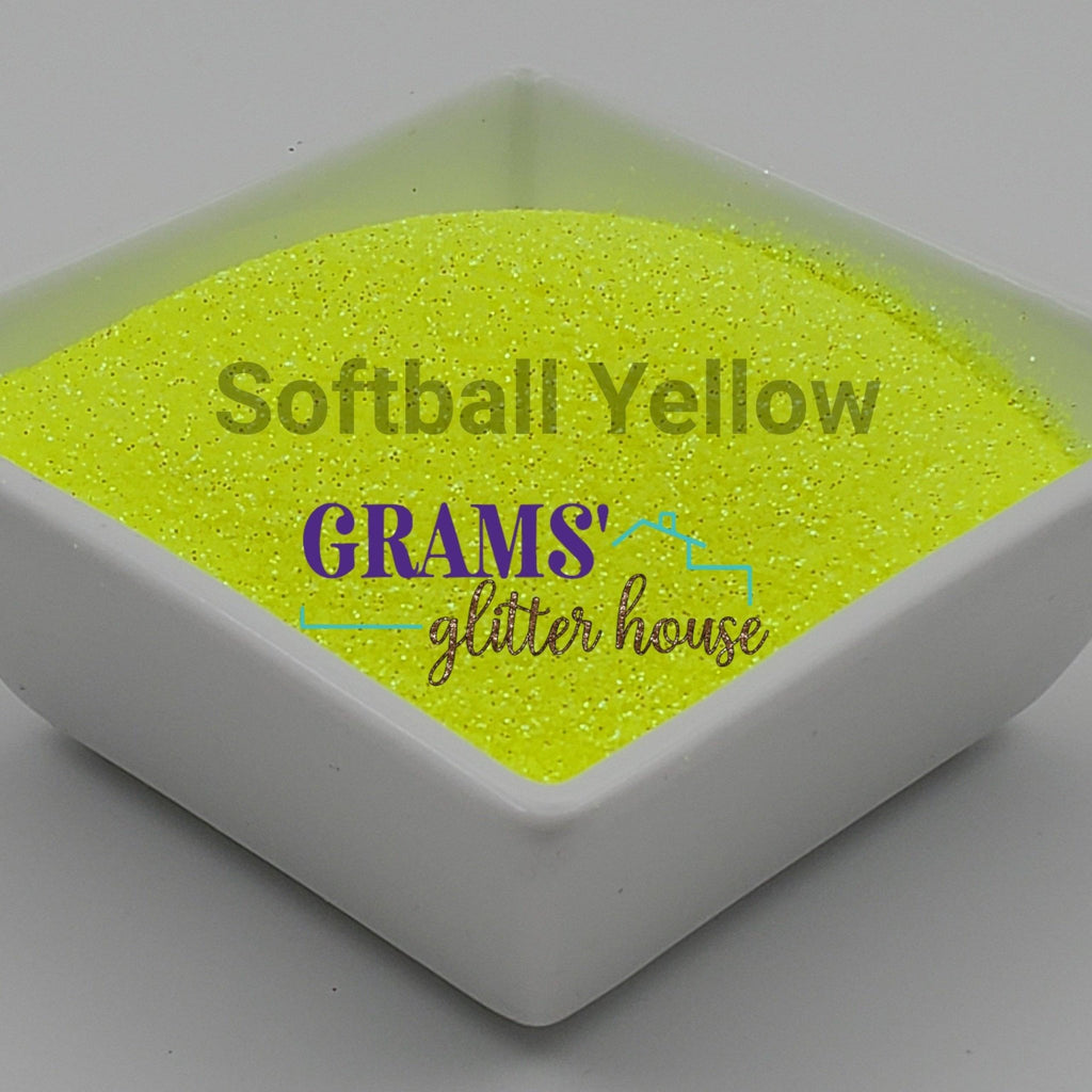 2oz Grams' Glitter House Softball Yellow Polyester Glitter