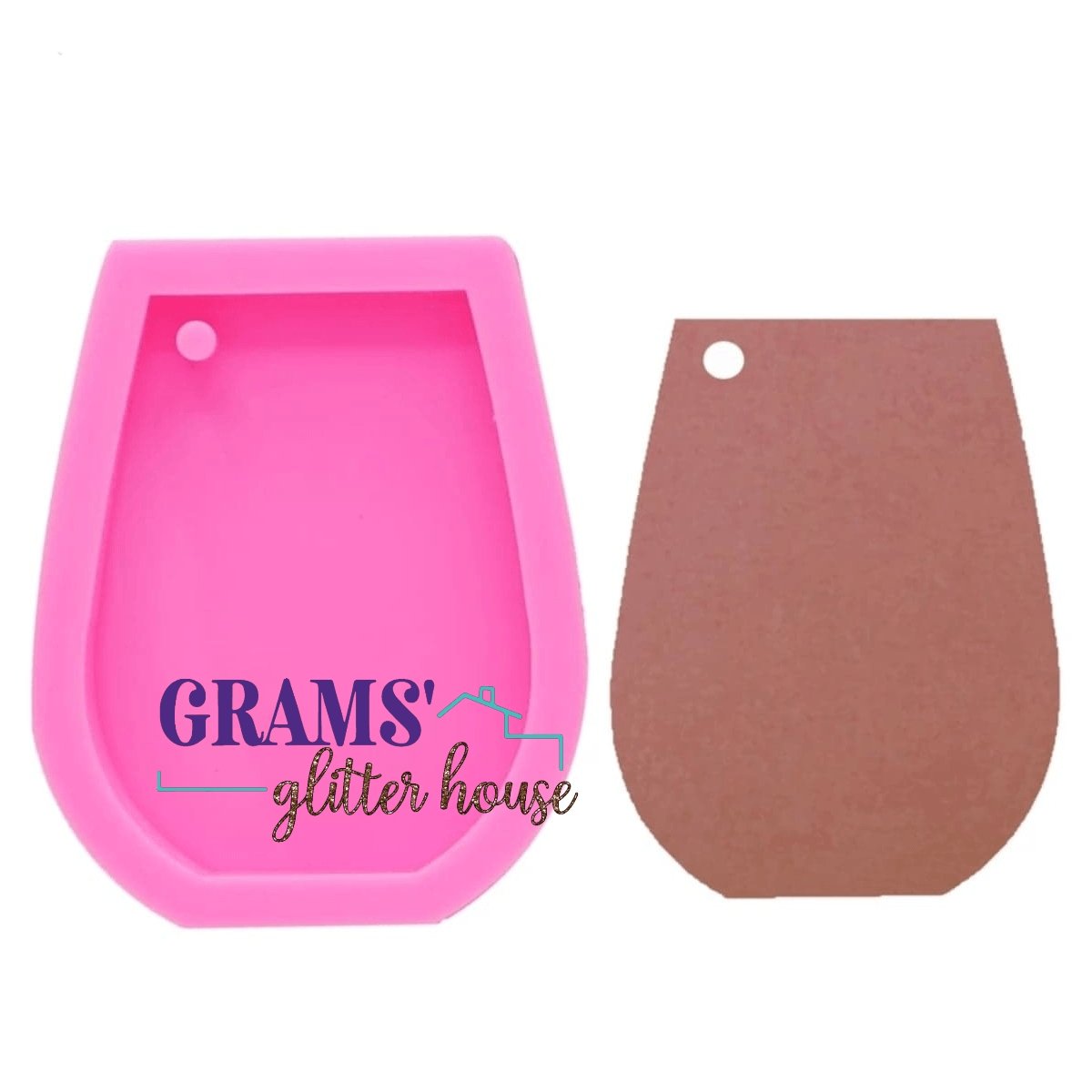 Grams' Glitter House Stemless Wineglass Keychain Mold silicone mold