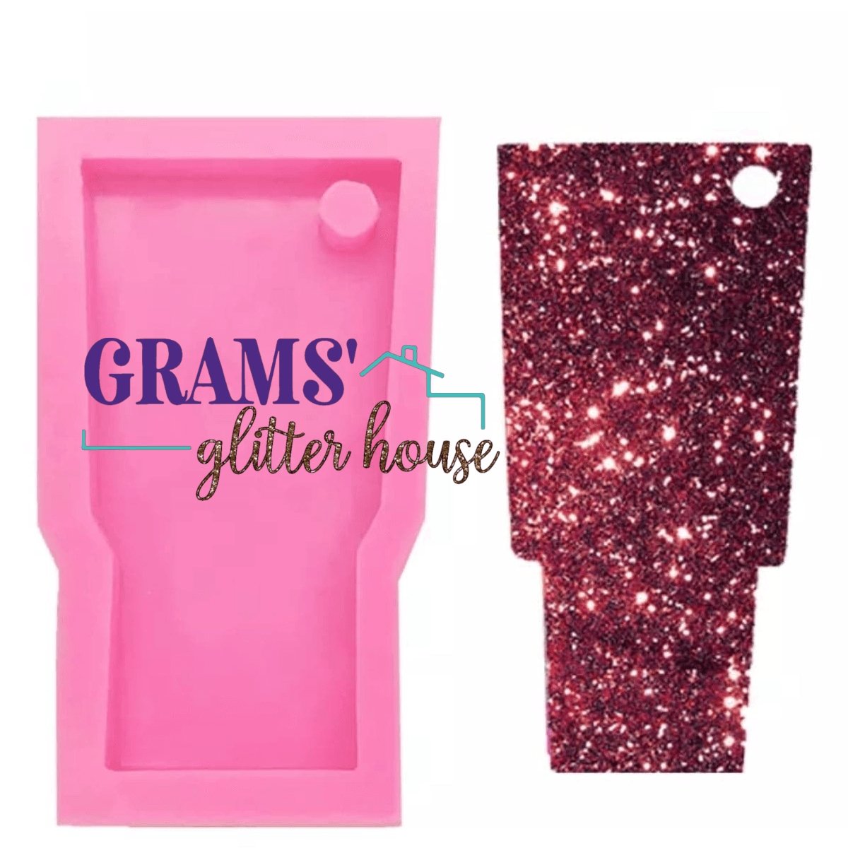 Grams' Glitter House Tumbler Keychain Mold Silicone mold